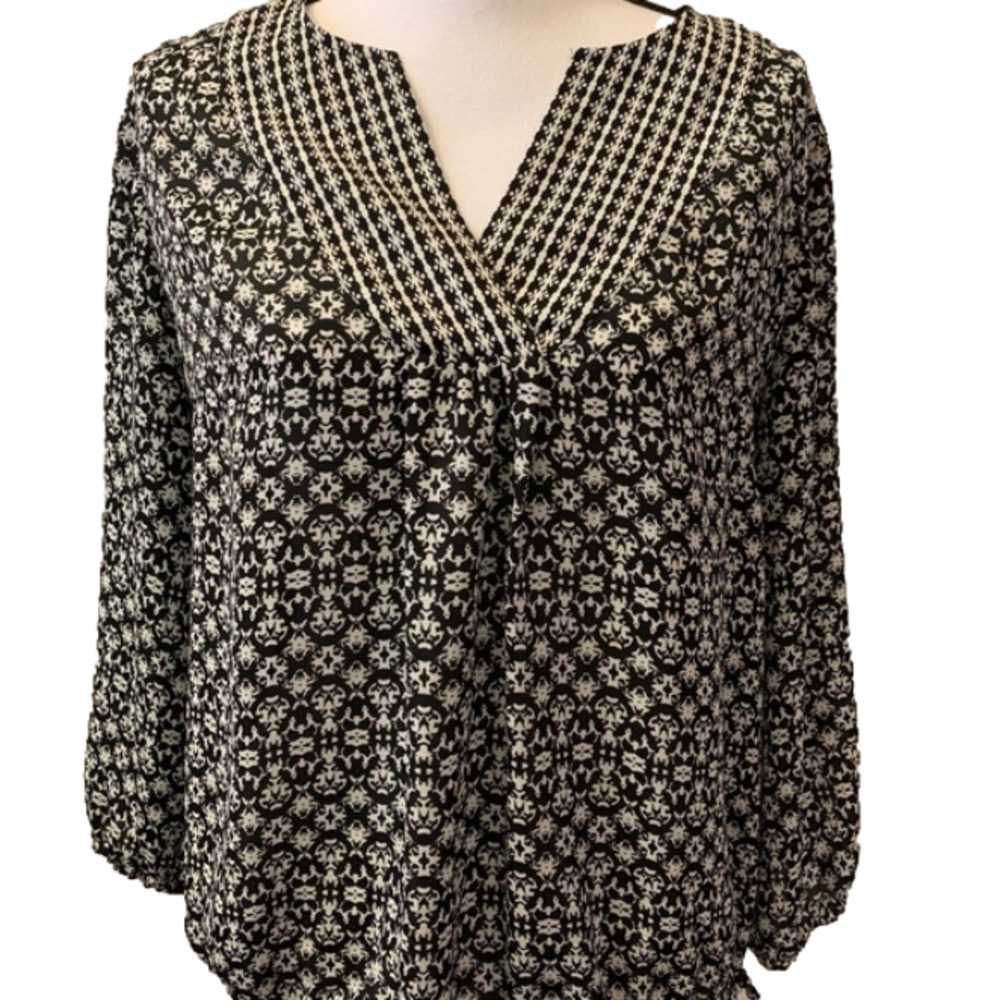 𝅺laundry by Shelli Segal Black & White Blouse - Size L, EUC